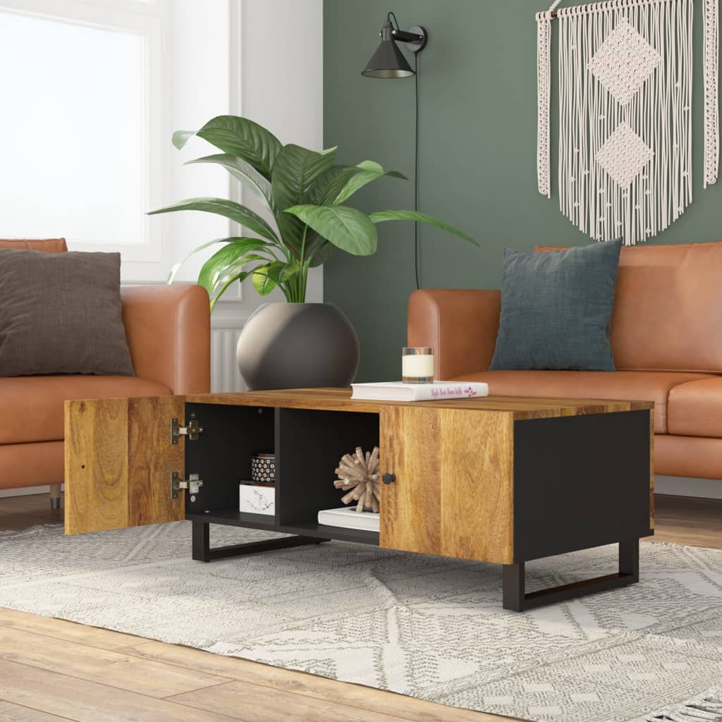 Mesa De Centro Madera Maciza Mango Y Contrachapada 100x54x40 Cm_1