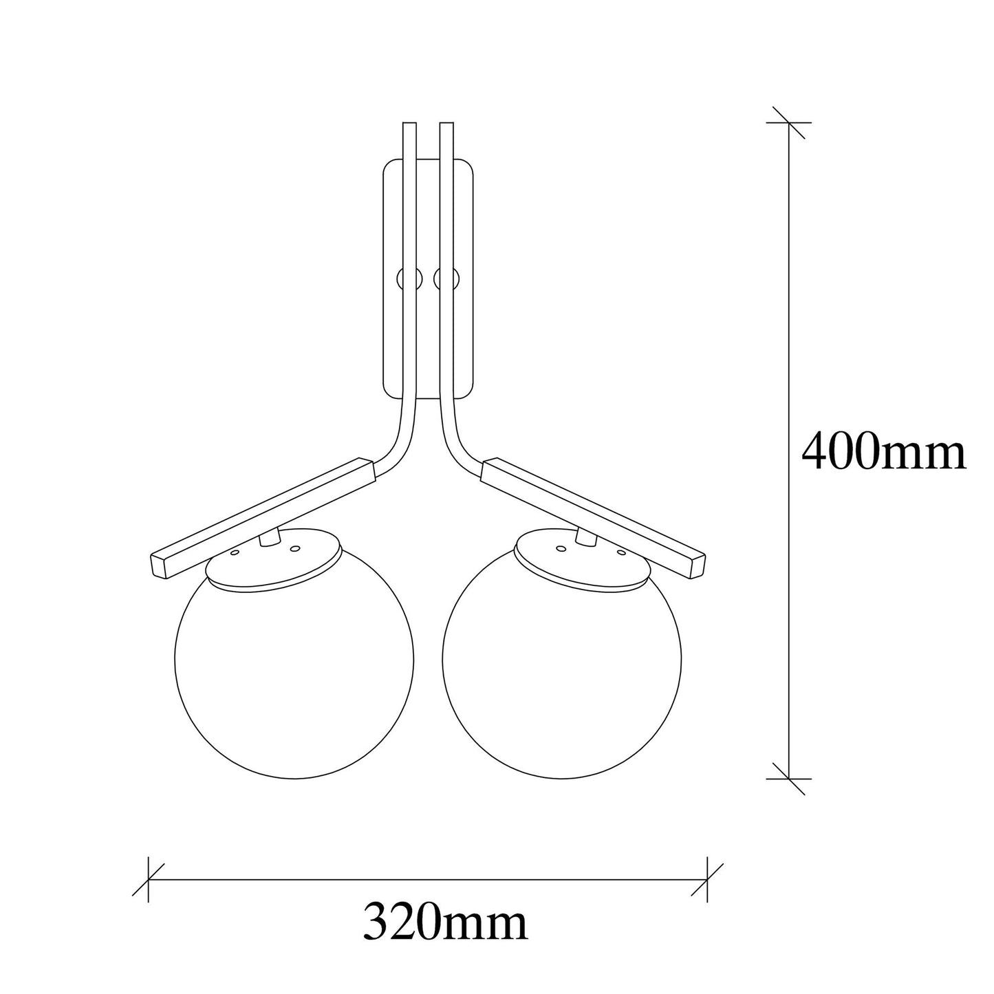Aplique De Pared, Hierro , Anticuario negro, 32x20x40, Casquillo 2 X E 27 Max 40 W_1