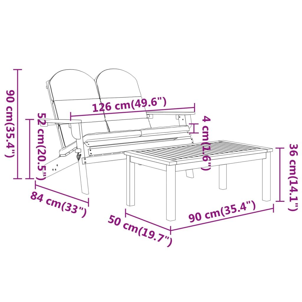 Vidaxl Juego De Muebles De Jardín Adirondack 2 Piezas Madera Acacia_2