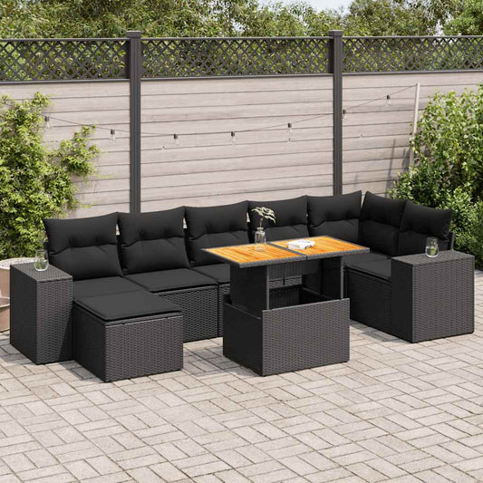Set De Sofás De Jardín Y Cojines 8 Piezas Ratán Sintético Negro / Vetonek_0