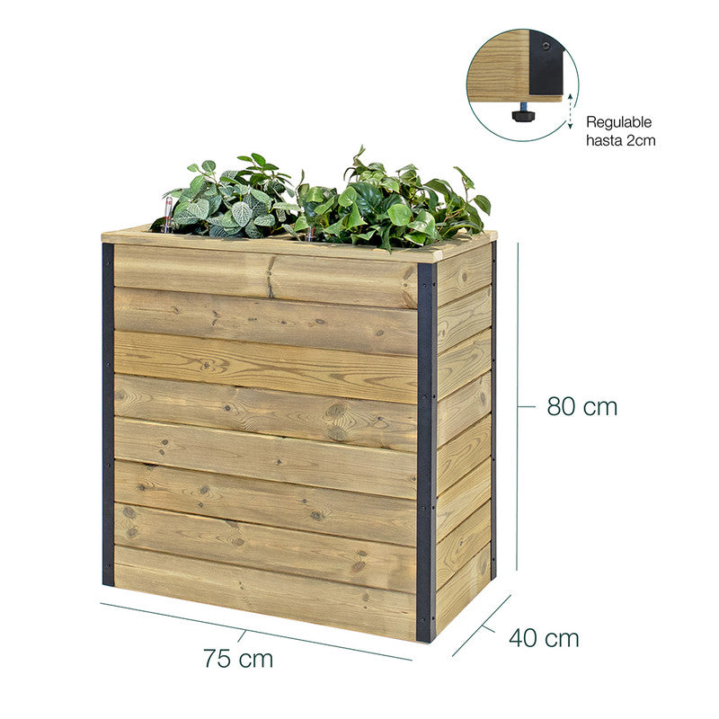 Jardinera De Madera Con Autorriego 75x40x80 Cm Nidum Hortalia_5