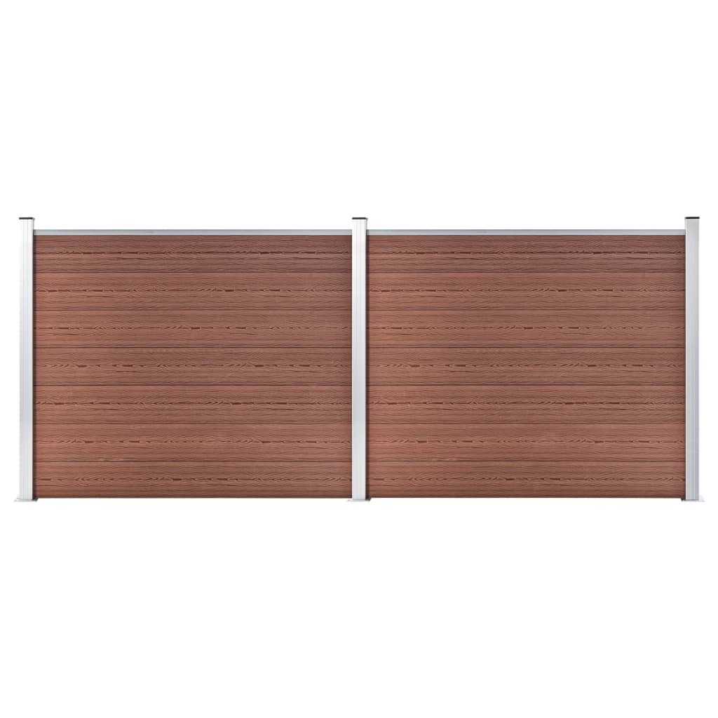 Set De Panel De Valla Wpc Marrón 353x146 Cm / Vetonek_1