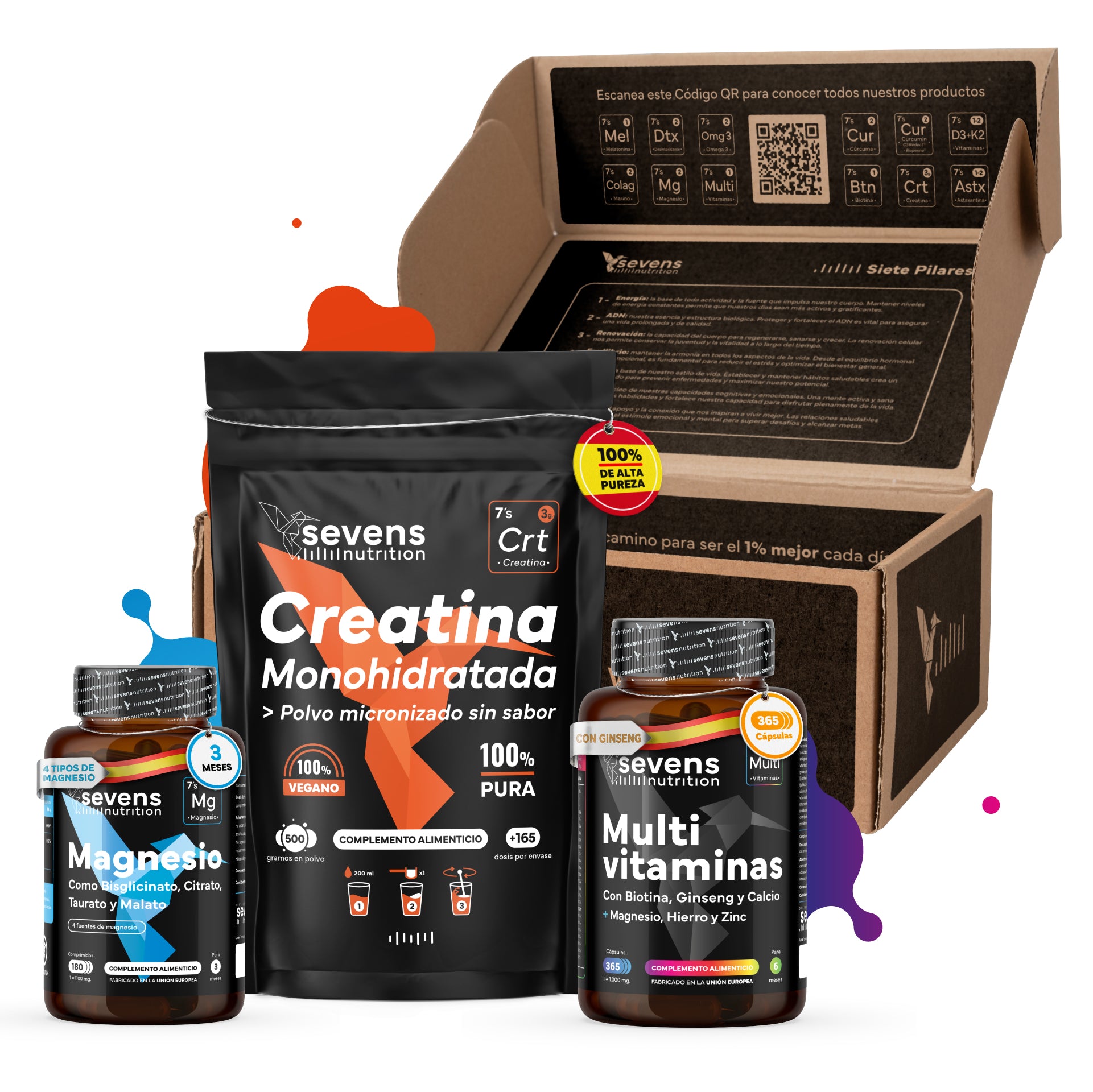 Pack Rendimiento. Con Creatina, Magnesio y Multivitaminas. Sevens Nutrition. Energía y Rendimiento_0