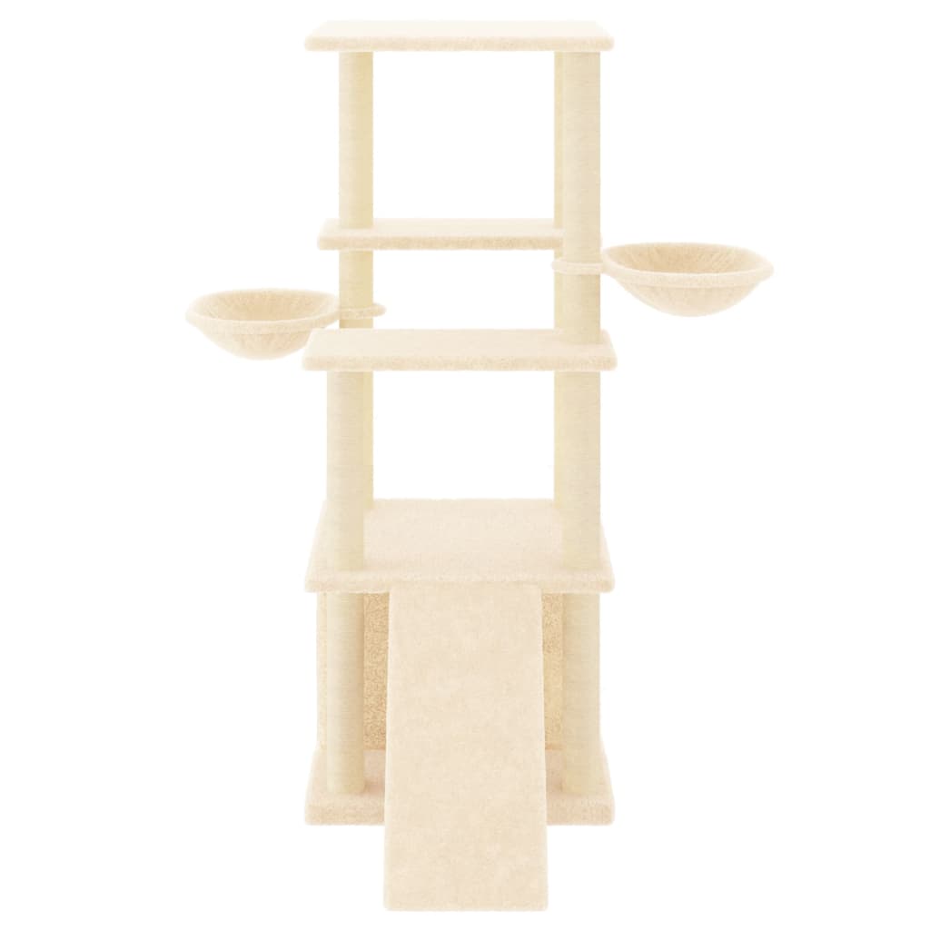 Rascador Para Gatos Con Postes De Sisal Color Crema 133 Cm_2