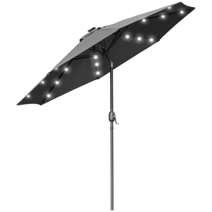 Outsunny Sombrilla De Jardín Ø268x238 Cm Con 24 Luces Led Solar Gris_3