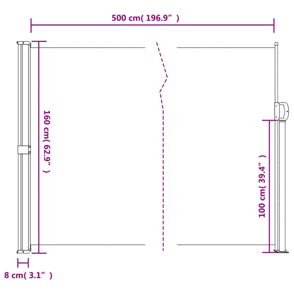 Vidaxl Toldo Lateral Retráctil Terracota 160x500 Cm_2