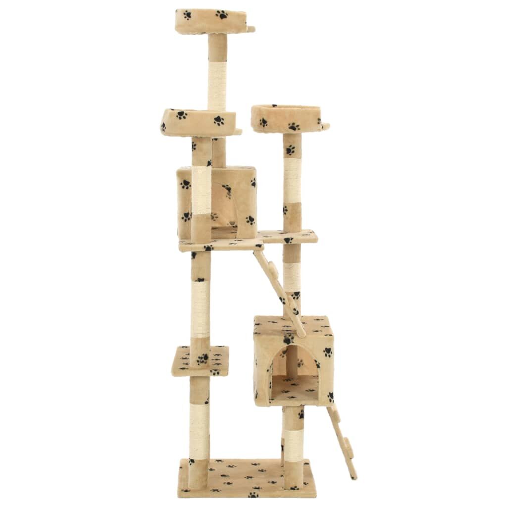 Vidaxl Rascador Para Gatos Poste De Sisal 170 Cm Huellas Beige_2