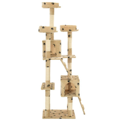 Vidaxl Rascador Para Gatos Poste De Sisal 170 Cm Huellas Beige_2