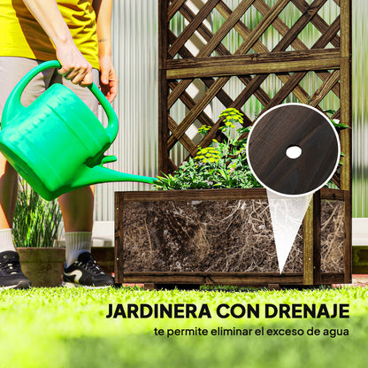 Outsunny Jardinera Con Enrejado De Madera Para Plantas Flores 72,5x31,5x149,5 Cm_4