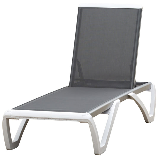 Outsunny Tumbona Reclinable Con Ruedas Y Respaldo Ajustable En 5 Niveles_0