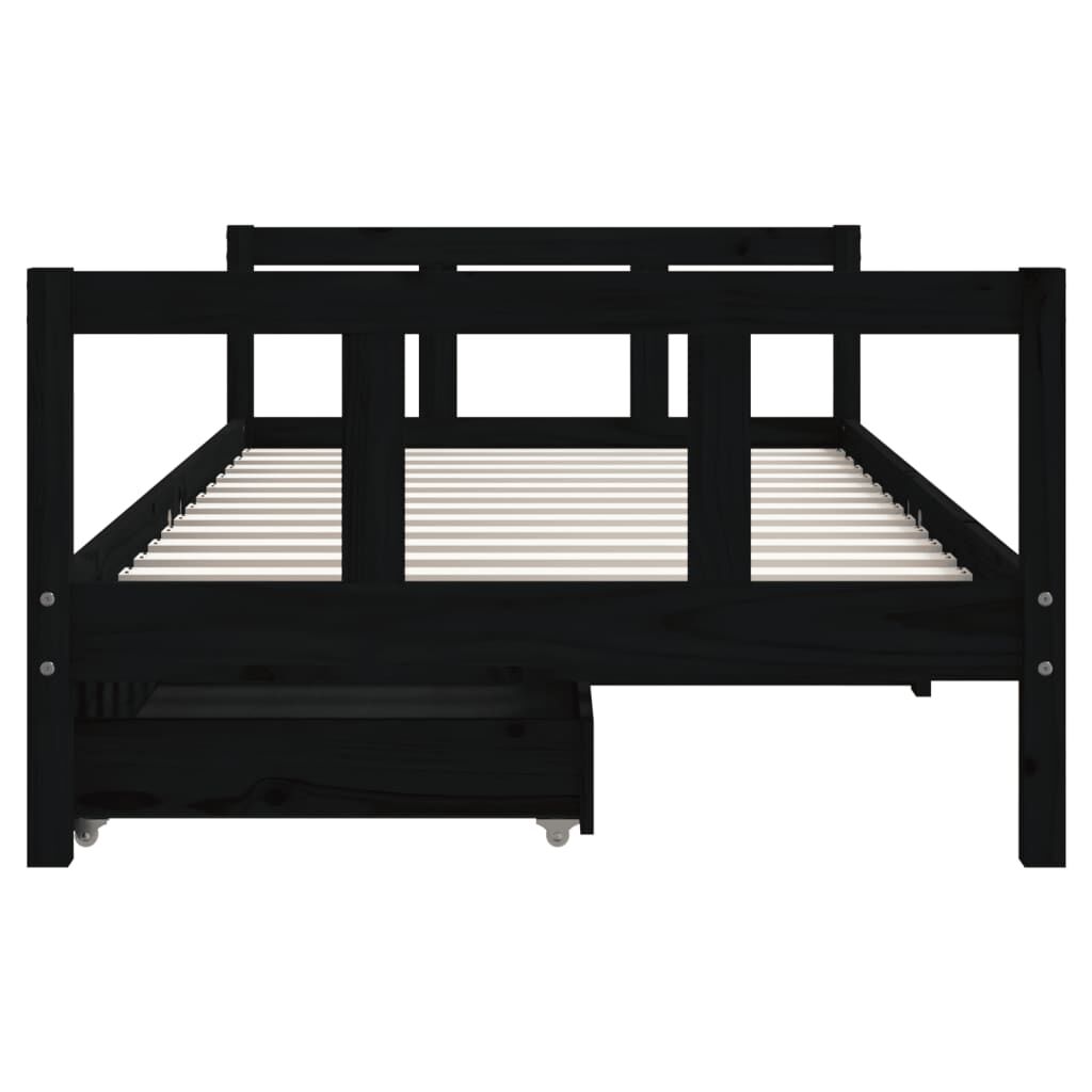 Vidaxl Estructura De Cama Infantil Con Cajones Madera Negro 90x190 Cm_4