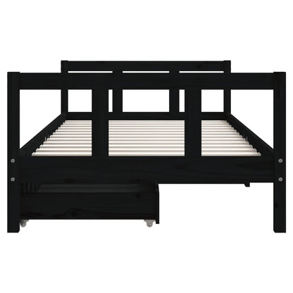 Vidaxl Estructura De Cama Infantil Con Cajones Madera Negro 90x190 Cm_4