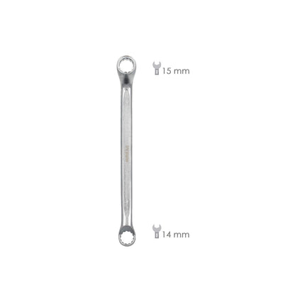 Llave Estrella Acodada Plus Acero Cromo Vanadio 14x15 Din 838. Llave Doble Boca Acodada, Llave Fija Estrella Acodada_1