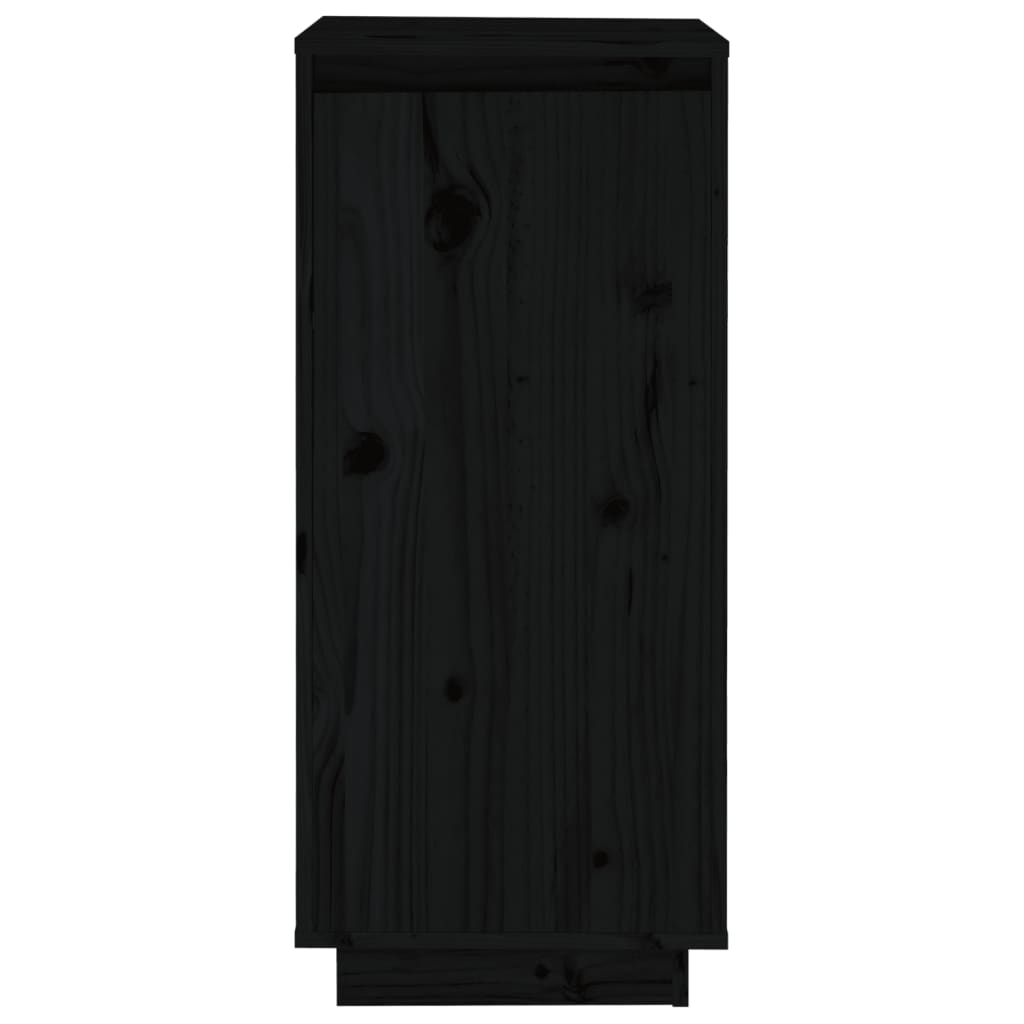 Armario Zapatero De Madera Maciza De Pino Negro 35x35x80 Cm / Vetonek_5