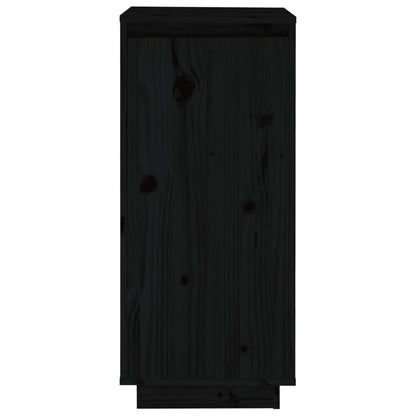 Armario Zapatero De Madera Maciza De Pino Negro 35x35x80 Cm / Vetonek_5
