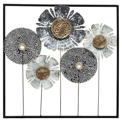 Well Home Decoración De Pared Metálica De Flores 50x50cm_0