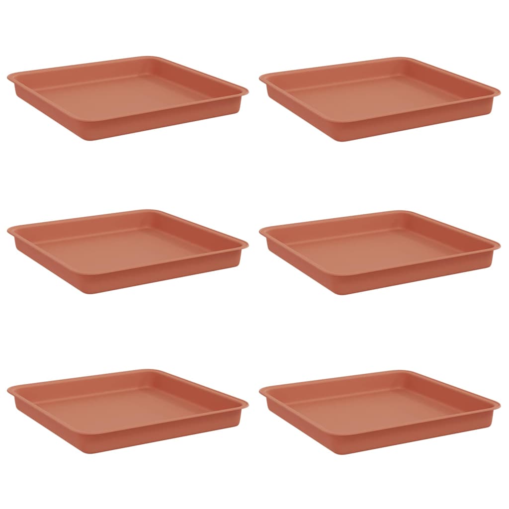 Bandeja Cuadrada Para Flores 6 Pcs Rojo Ladrillo 18 X 18 X 2 Cm_0