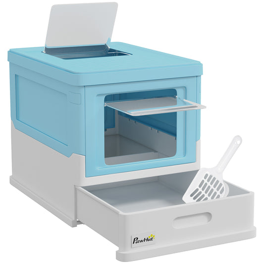 Pawhut Caja Arena Plegable Para Gatos Con Cubierta Desmontable 47,5x35,5x36,7 Cm_0