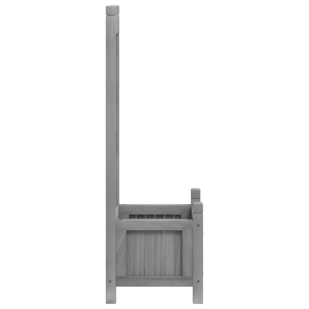 Jardinera Con Enrejado Gris 40x30x90 Cm Madera Maciza De Abeto_4
