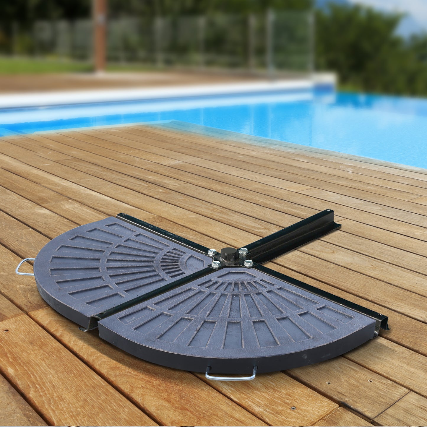 Outsunny 2 Piezas Base De Sombrilla Excéntrica Pies Soporte Parasol Banana_1