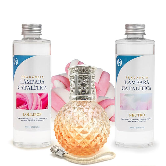 Pack Ahorro Lámpara Catalítica Orange Diamonds + Fragancia Lollipop 200ml + Limpiador Neutro 200ml + Mecha Repuesto_0