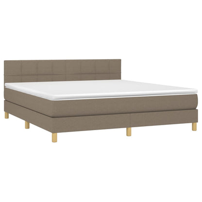 Cama Box Spring Con Colchón Led Tela Gris Taupe 180x200 Cm / Vetonek_2