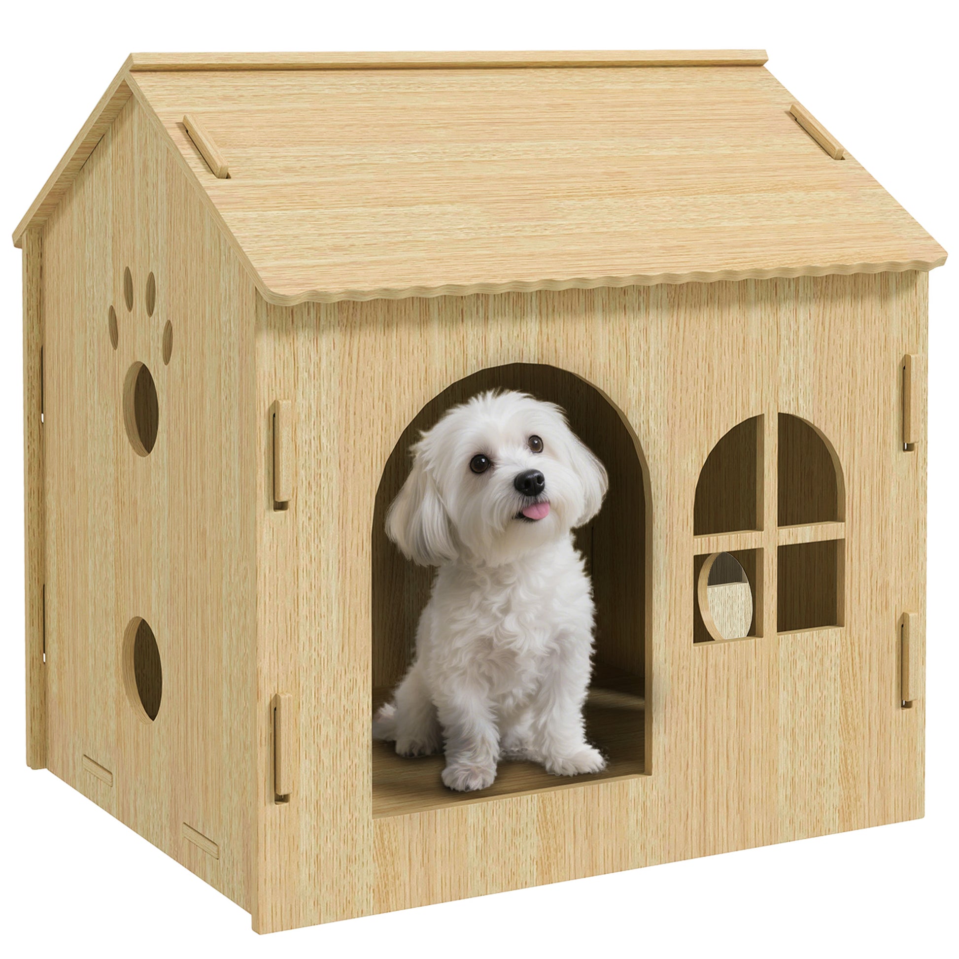 Pawhut Caseta Para Perros Casa Para Perros Interior Con Ventana Diseño De Garra Hueca Casita Para Perros Y Gatos 49_0