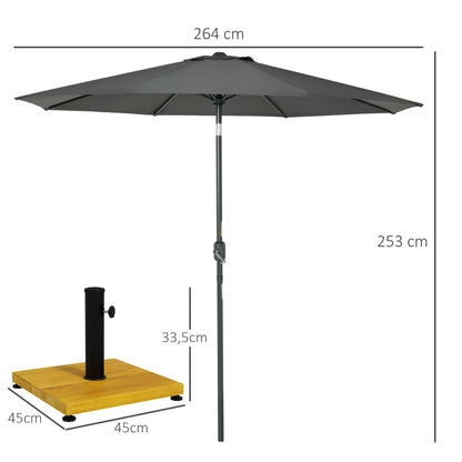 Outsunny Conjunto De Sombrilla Incluye 1 Sombrilla De Jardín Y 1 Base Cuadrada_2