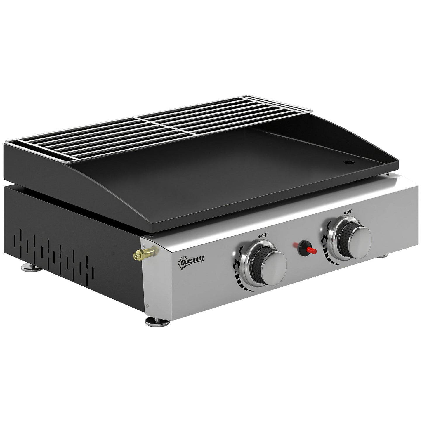 Outsunny Barbacoa De Gas Con 2 Quemadores 5 Kw Plancha Rejilla Calentadora_0