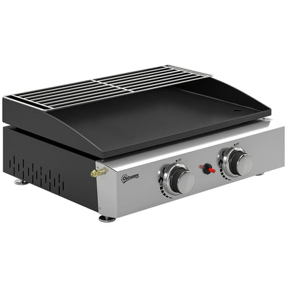 Outsunny Barbacoa De Gas Con 2 Quemadores 5 Kw Plancha Rejilla Calentadora_0
