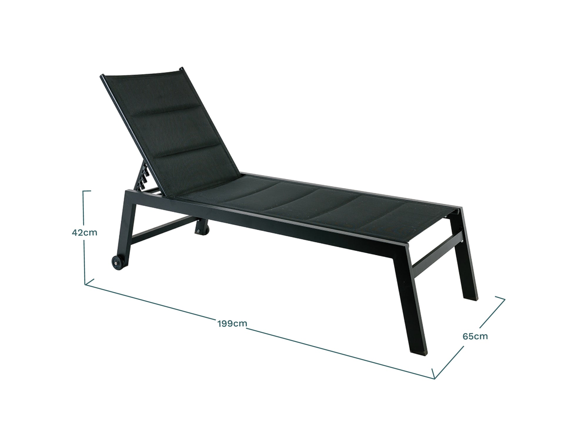 Lote De 2 Tumbonas Pampa Texaline Negra Con Espuma 2x1 Y Multiposiciones De Aluminio Con Ruedas Apilables 199x65x42cm - Tumbonas, Hamacas Y Tumbonas_3
