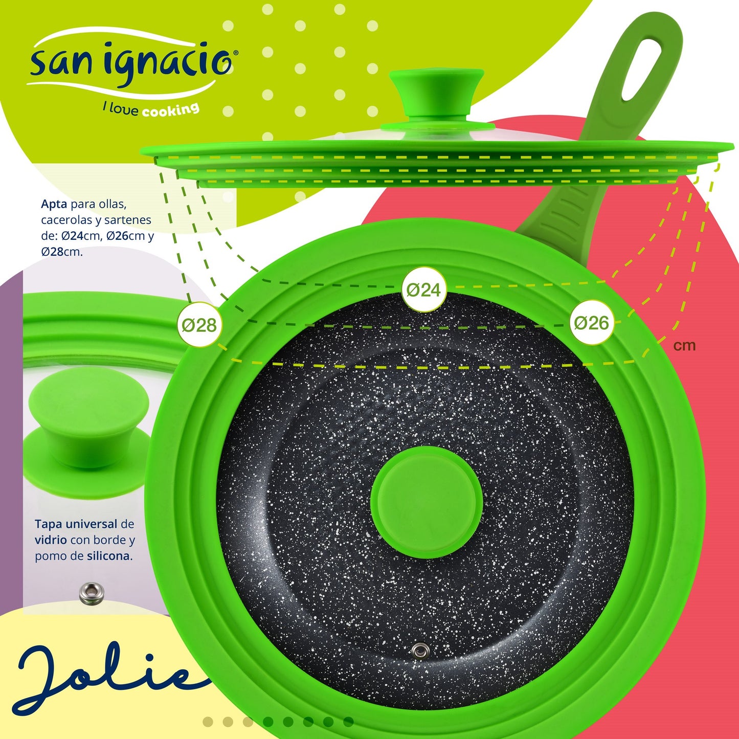 Tapa Universal (24 26 28cm) Cristal Verde, Colección Jolie_2