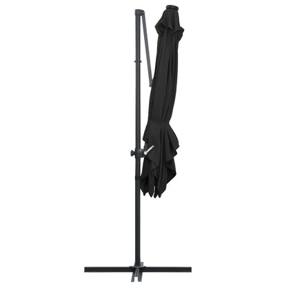 Vidaxl Sombrilla Voladiza Con Luces Led Y Poste Acero Negro 250x250 Cm_4