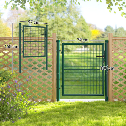 Outsunny Puerta De Jardín 100x79 Cm Con Asa Cerradura Y 3 Llaves Verde_2