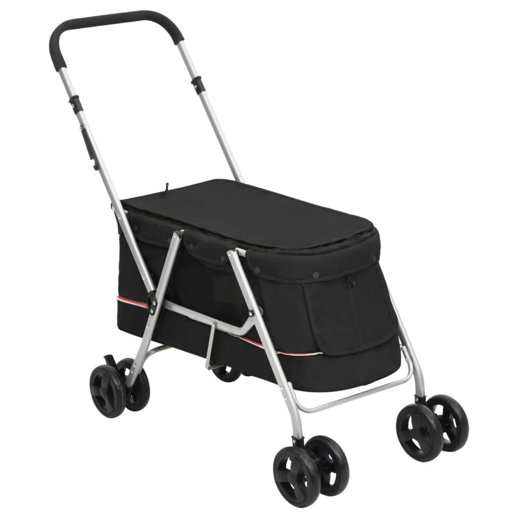 Vidaxl Cochecito Para Perros Plegable Tela Lino Negro 100x49x96 Cm_0