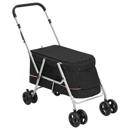 Vidaxl Cochecito Para Perros Plegable Tela Lino Negro 100x49x96 Cm_0