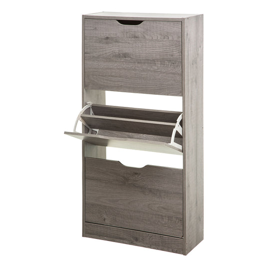 Wellhome Almacenamiento Zapatos 3 Cajones Madera Gris