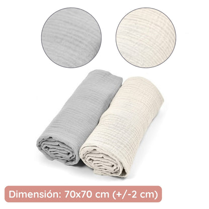 Pack 2 Muselinas De Algodón 70x70 Para Bebé Gris_3