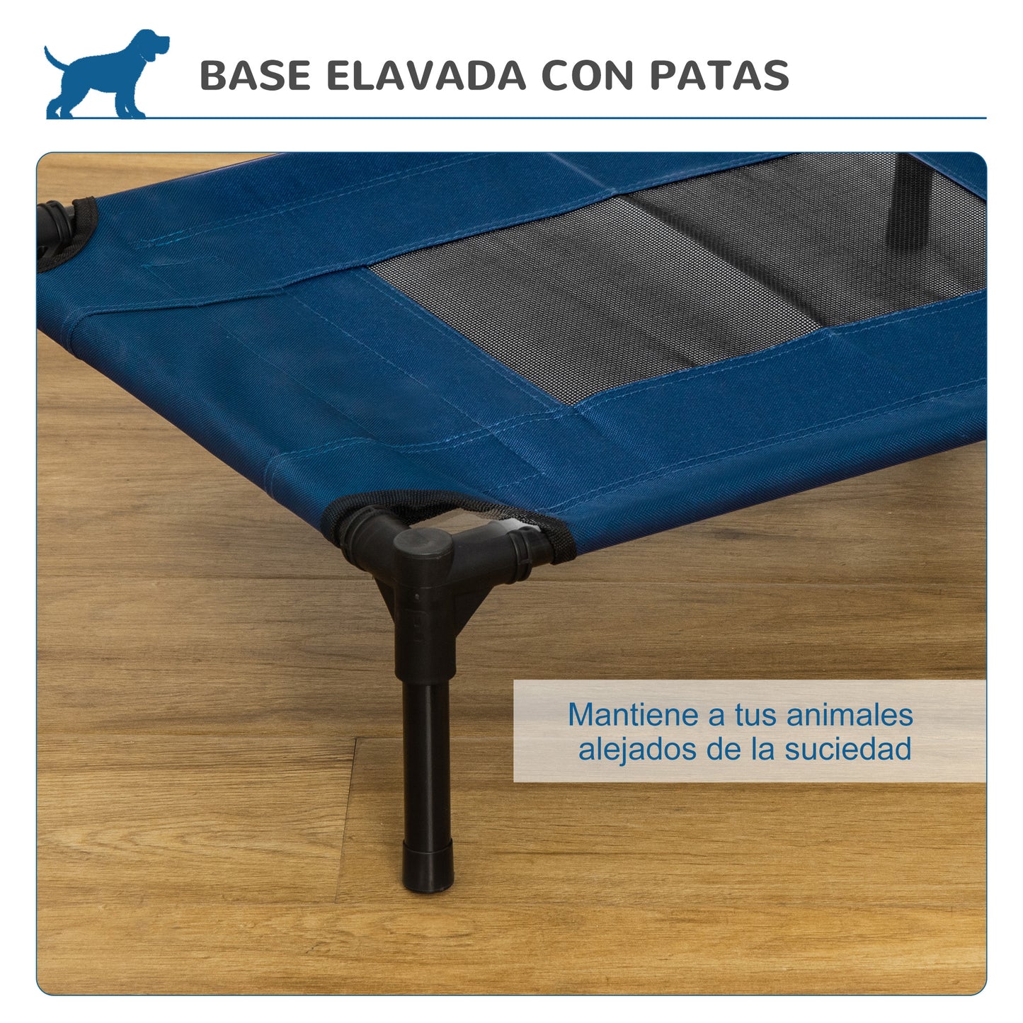 Pawhut Cama Elevada Perros Con Malla Transpirable Tela Oxford 61x46x18 Cm Azul_4