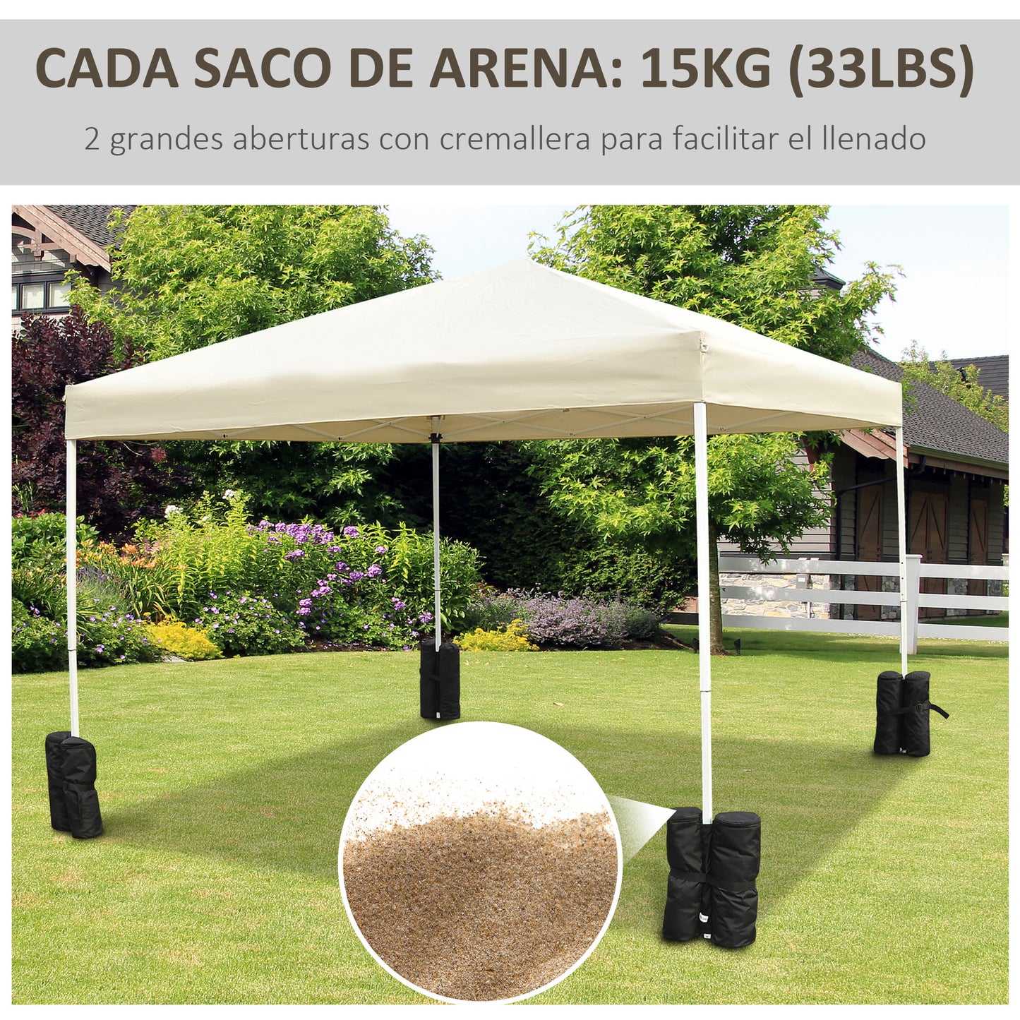 Outsunny Pack 4 Pesos Para Carpas Cenador Pabellón Gazebo Negro_3