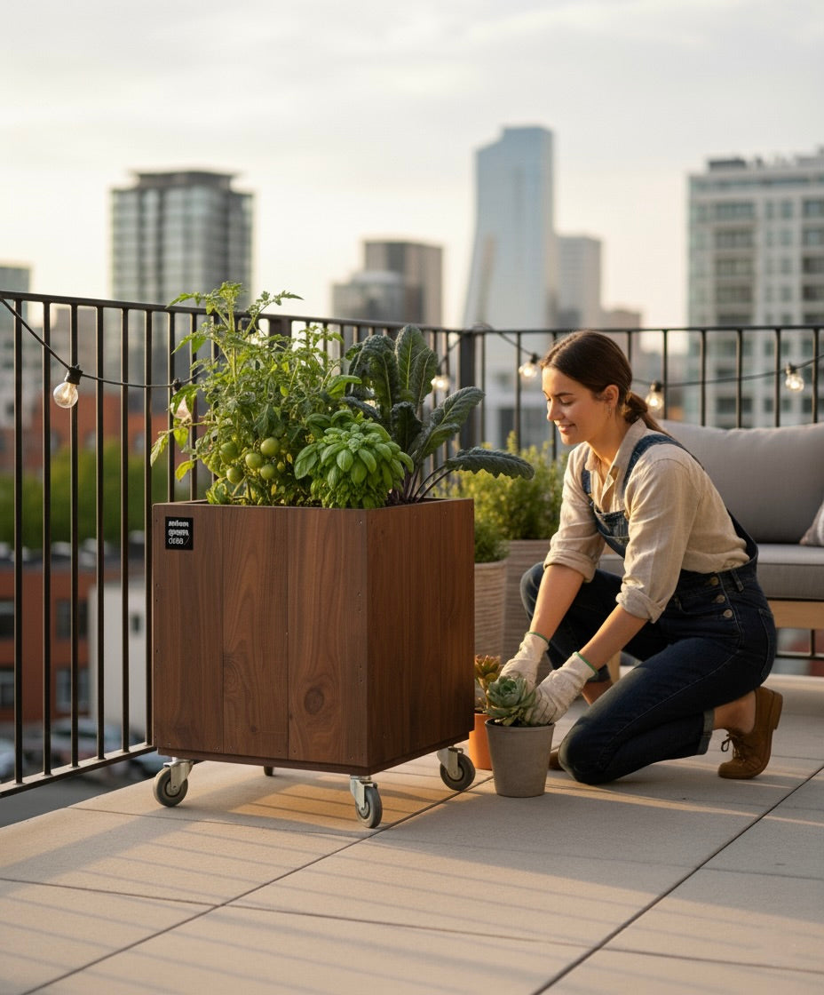 Módulo De Cultivo De Madera De Pino color Nogal Urban Green Club - 50x50x60 Cm 100 L_3