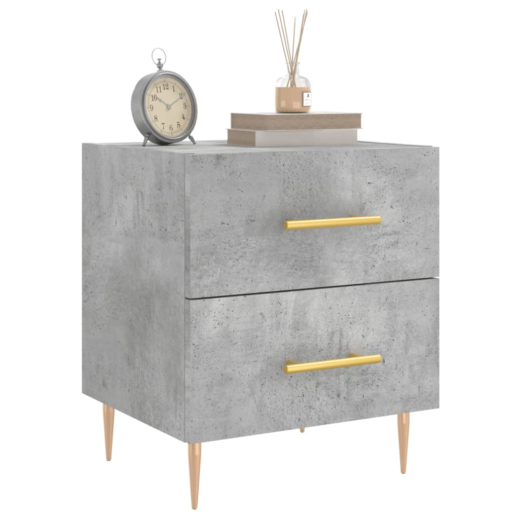 Mesita Noche 2 Uds Madera Ingeniería Gris Hormigón 40x35x47,5cm_1