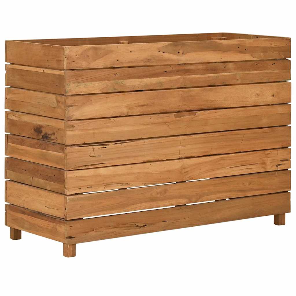 Arriate Elevado Madera De Teca Reciclada Y Acero 100x40x72 Cm_3