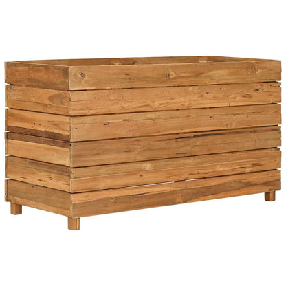 Arriate Elevado Madera De Teca Reciclada Y Acero 100x40x55 Cm_0