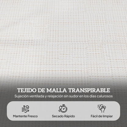 Outsunny Tumbona Plegable Con Orificio De Lectura 145x72x89 Cm Crema_5