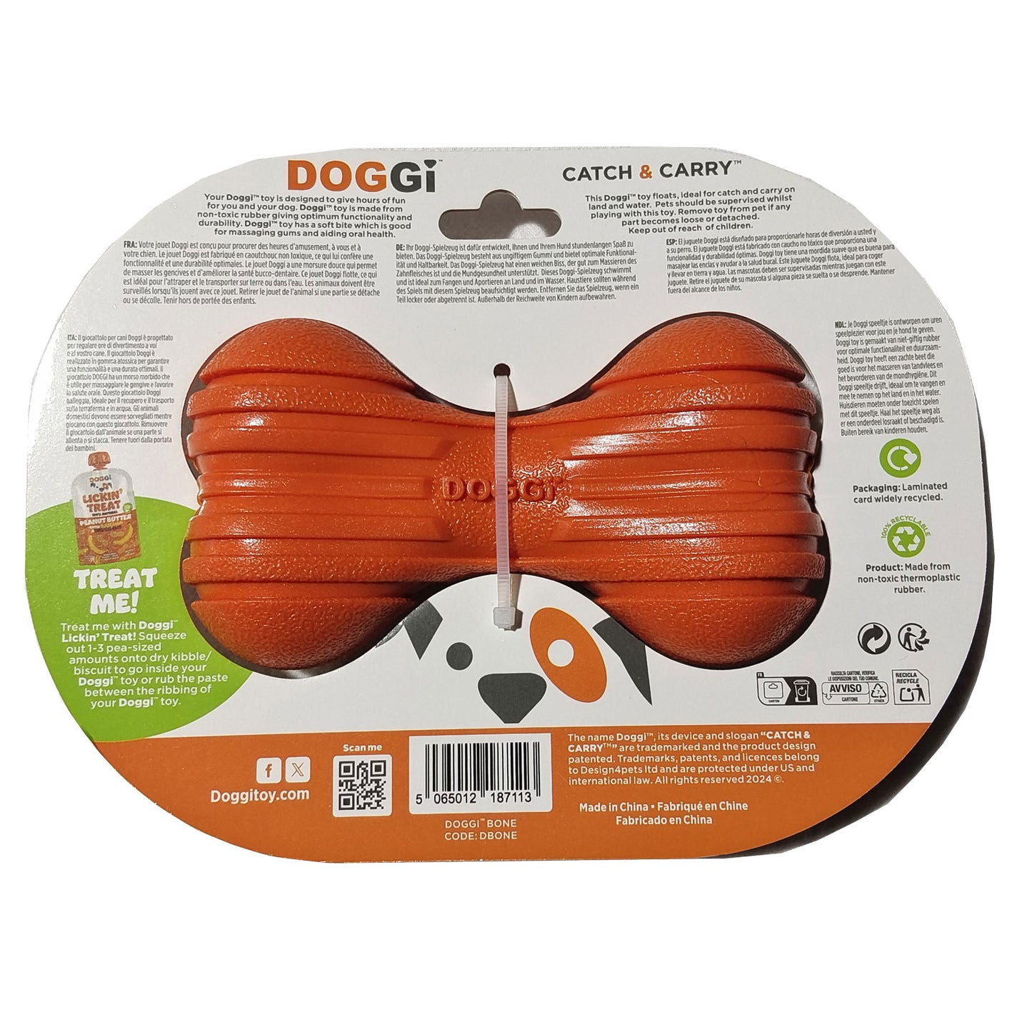 Juguete Texturizado Para Perro, En Forma De Hueso Doggi Ribbed Bone 16x20,5x5 Cm_1