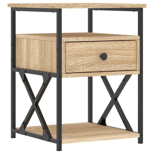 Mesita De Noche Madera De Ingeniería Roble Sonoma 40x42x55 Cm_0