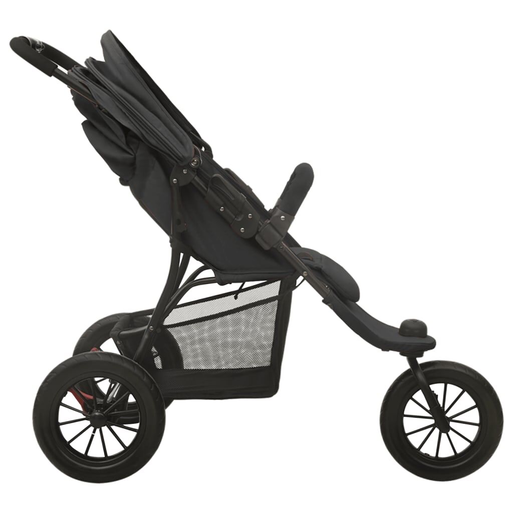 Vidaxl Cochecito De Bebé De Acero Gris Antracita_3