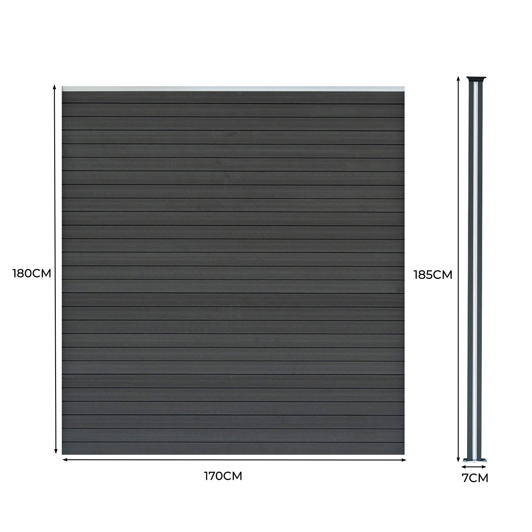 Vallas Para Exteriores De Wpc Y Aluminio - 5x Paneles + 6x Postes | Gris_4