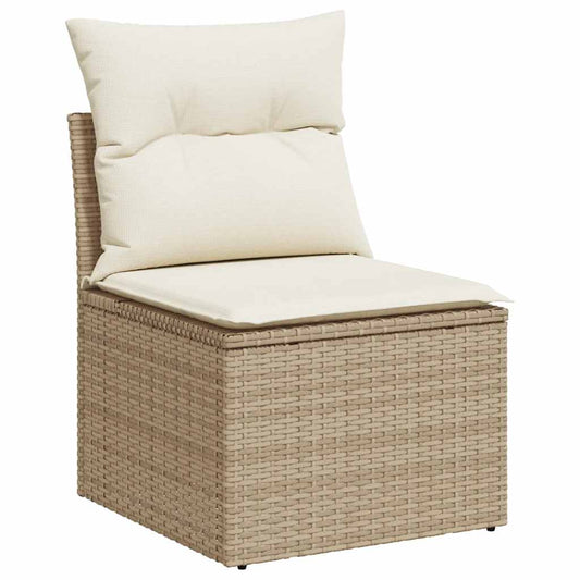 Set De Sofás De Jardín 11pzas Con Cojines Ratán Sintético Beige / Vetonek_0